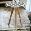 Bone Inlay Tripod Stool