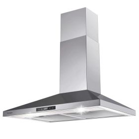 30 Inch Range Hood Wall Mounted 450 CFM Touch Panel Kitchen Stainless Steel Vented