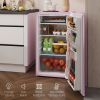 3.2 Cu.Ft Mini Fridge with Freezer, Single Door Compact Refrigerator with Adjustable Thermostat, Reversible Door, Pink