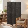 Room Divider, 3 Panel Folding Privacy Screen, 70.9" Tall Portable Weave Partition Wall Divider for Bedroom, Coffee