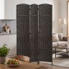 Room Divider, 3 Panel Folding Privacy Screen, 70.9" Tall Portable Weave Partition Wall Divider for Bedroom, Coffee