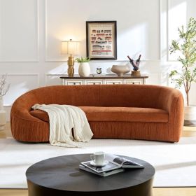 92.13 Inch Modern Design Curved Shaped Sofa Couch For Living Room,Upholstered Fabric 4-Seat Sofa No Need To Assembly Couch For Apartment,Orange