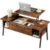 Coffee Table Laptop Desk with Storage Shelf in Brown Wood Finish
