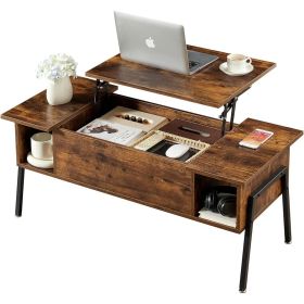 Coffee Table Laptop Desk with Storage Shelf in Brown Wood Finish