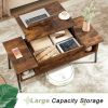 Coffee Table Laptop Desk with Storage Shelf in Brown Wood Finish