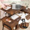 Coffee Table Laptop Desk with Storage Shelf in Brown Wood Finish