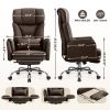 Brown Upholstered Big and Tall Executive Office Desk Chair with Footrest