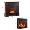 Brown Wood Electric Fireplace TV Stand Mantel with Remote – 1400W Space Heater