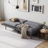 Modern Grey Corduroy Fabric Futon Sleeper Sofa Bed Couch with Wood Legs
