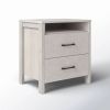 Modern Farmhouse Bedroom 2 Drawer Bedside Table Nightstand in Grey Wood Finish