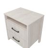 Modern Farmhouse Bedroom 2 Drawer Bedside Table Nightstand in Grey Wood Finish