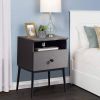 Mid Century Modern End Table Nightstand in Grey Black Wood Finish