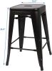 Indoor/Outdoor Backless Stacking Black Metal Barstools