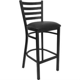 Metal Ladder-Back Restaurant Style Bar Stool Black