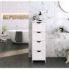 Modern Farmhouse 4-Drawer Bathroom Linen Floor Cabinet in White Wood Finish