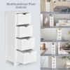 Modern Farmhouse 4-Drawer Bathroom Linen Floor Cabinet in White Wood Finish