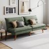 Modern Green Corduroy Fabric Futon Sleeper Sofa Bed Couch with Wood Legs