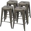 Backless Stacking Gunmetal Grey Metal Barstools