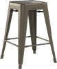 Backless Stacking Gunmetal Grey Metal Barstools