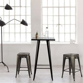 Backless Stacking Gunmetal Grey Metal Barstools