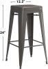 Backless Stacking Gunmetal Grey Metal Barstools