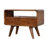 Mini Chestnut Curved Media Unit with 2 Drawers
