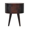 Light Walnut Rounded nightstand Table