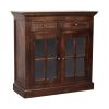 Light Walnut Cabinet with Glazed Doors