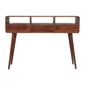 Triple Curved Chestnut Console Table