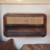 Chestnut Wall Mounted Open Woven Bedside