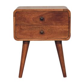 Curved Honey Caramel Bedside