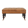 California Walnut Buffalo Brown Leather Ottoman with Castor Legs