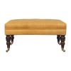 Honey Caramel Buffalo Tan Leather Ottoman with Castor Legs