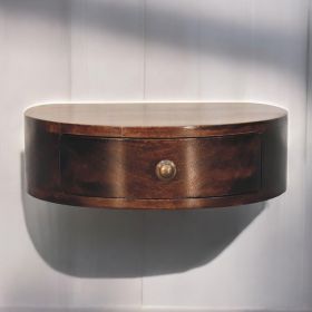 California Walnut Wall Mounted Rounded Bedside