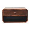Curved California Walnut Wall Mounted Bedside with Open Slot