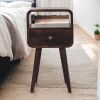 Mini California Walnut Curved Bedside with Open Slot