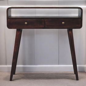 Curved California Walnut Console Table