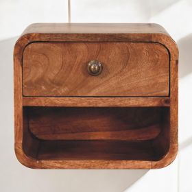 Mini Honey Caramel Wall Mounted Bedside with Open Slot