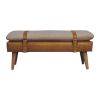 BouclÃ© Buffalo Hide Tan Leather Bench