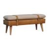 BouclÃ© Buffalo Hide Olive Green Leather Bench