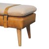 BouclÃ© Buffalo Hide Tan Leather Bench