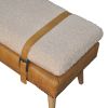 BouclÃ© Buffalo Hide Tan Leather Bench