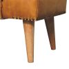 BouclÃ© Buffalo Hide Tan Leather Bench