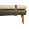 BouclÃ© Buffalo Hide Olive Green Leather Bench