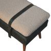 BouclÃ© Buffalo Hide Olive Green Leather Bench