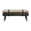 BouclÃ© Buffalo Hide Olive Green Leather Bench