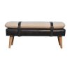 BouclÃ Buffalo Hide Black Leather Bench