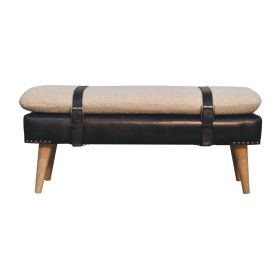 BouclÃ© Buffalo Hide Black Leather Bench