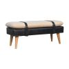 BouclÃ Buffalo Hide Black Leather Bench