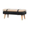 BouclÃ Buffalo Hide Black Leather Bench